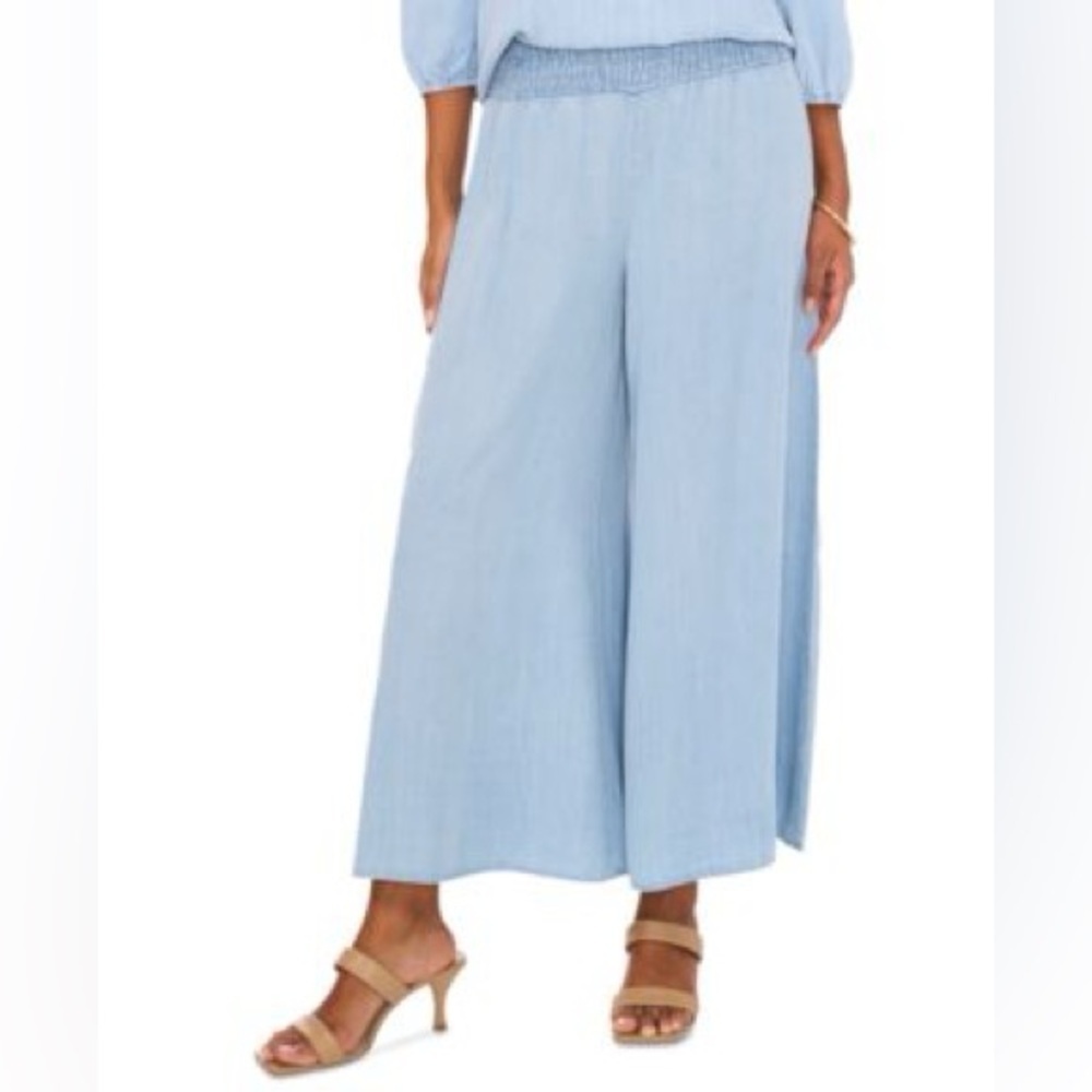 NEW! Sam & Jess Petite Pilazzo Smocked-Waist Wide-Leg Pants Size XS